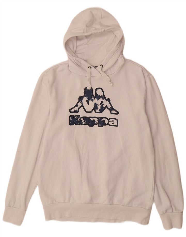 KAPPA Herren-Kapuzenpullover mit Grafik, groß, aus weißer Baumwolle