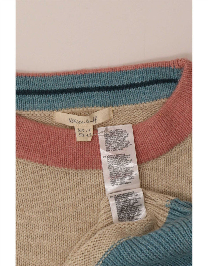 White Stuff Damen-Trägershirt, UK-Gr. 14, mittelbeigefarbenes Colourblock-Nylon
