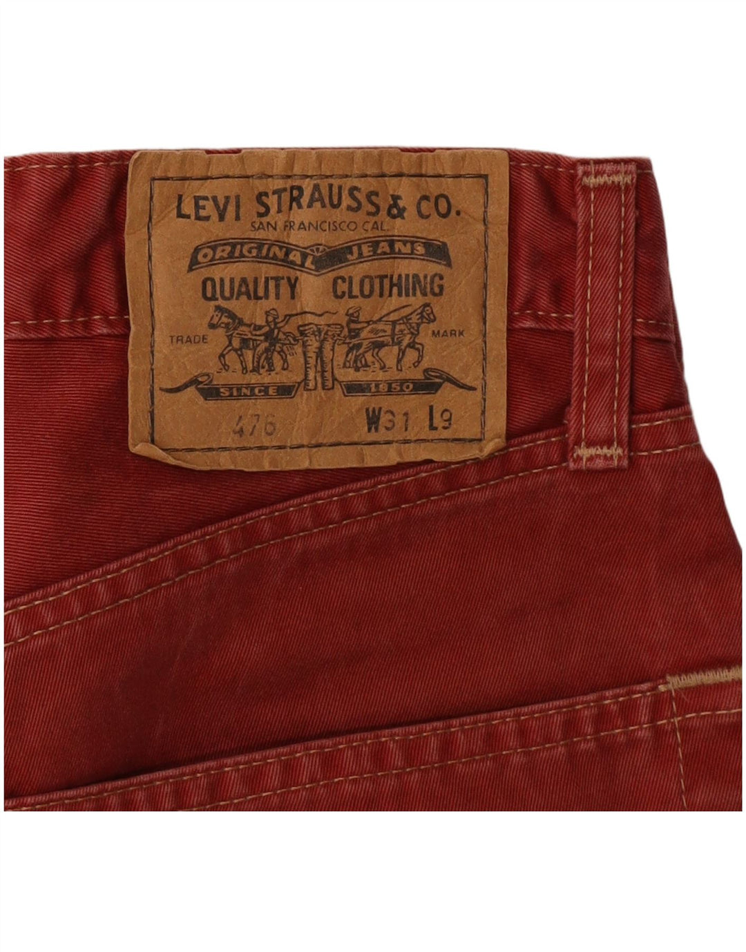 LEVI'S Herren 476 Denim Shorts W31 mittelrote Baumwolle