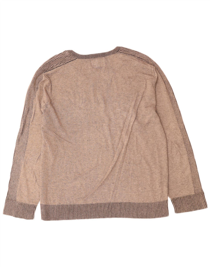 GUESS Herren-Pullover mit grafischem V-Ausschnitt, XL, Grau