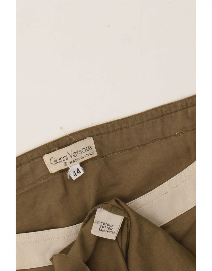 Gianni Versace Damen Blusenoberteil IT 44 Medium Khaki Colourblock Baumwolle