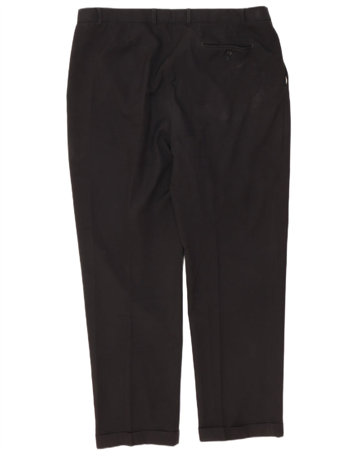 Marks & Spencer Herren-Anzughose mit Pegged-Anzug, W40, L33, schwarzes Polyester
