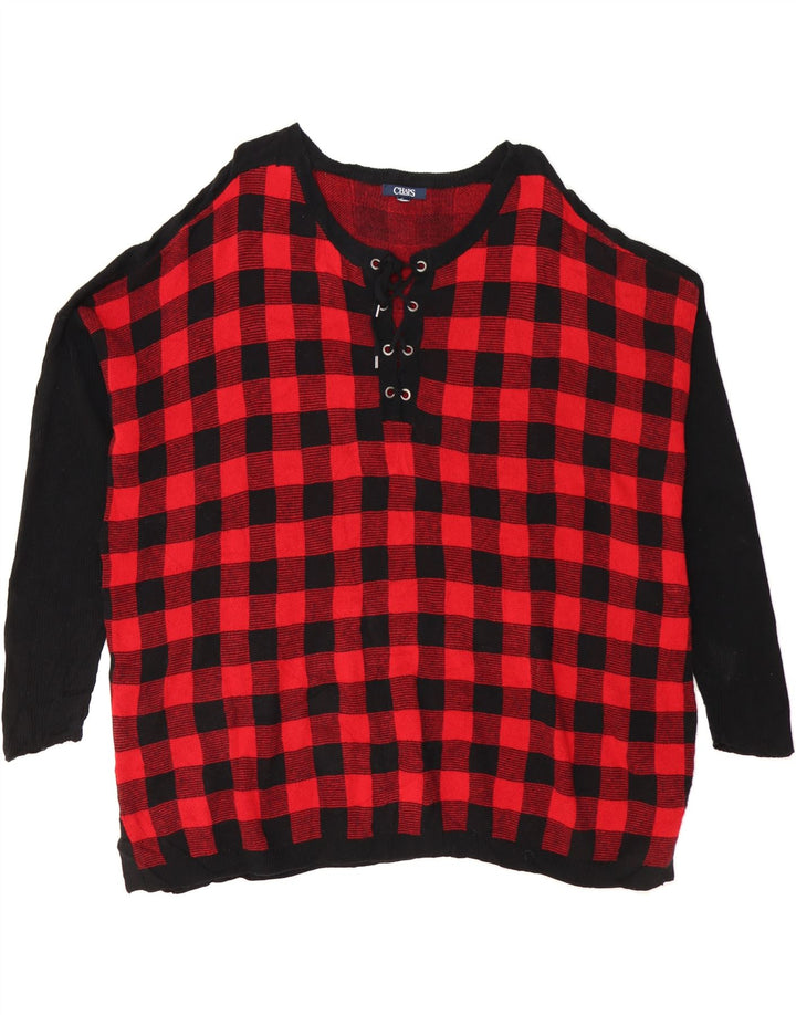 CHAPS Mens Boat Neck Jumper Sweater XL Red Check Cotton Vintage Chaps and Second-Hand Chaps from Messina Hembry 