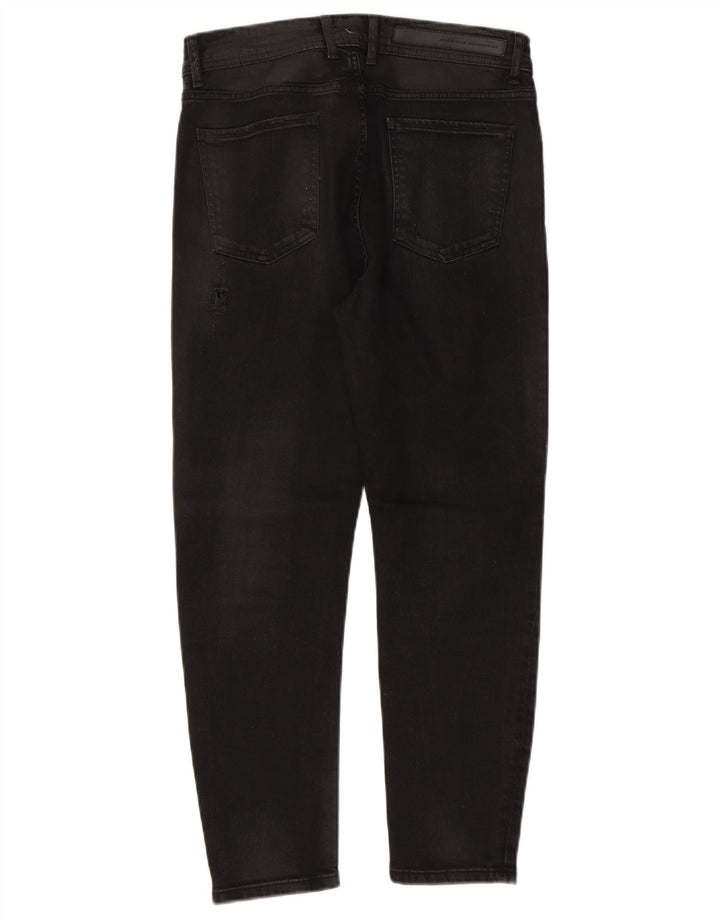 Zara Herren Distressed Slim Jeans EU 42 Large W32 L26 Schwarz