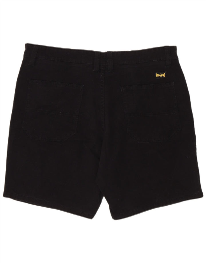 Pull & Bear Herren-Jeansshorts, EU 44, Größe L, W34, schwarze Baumwolle