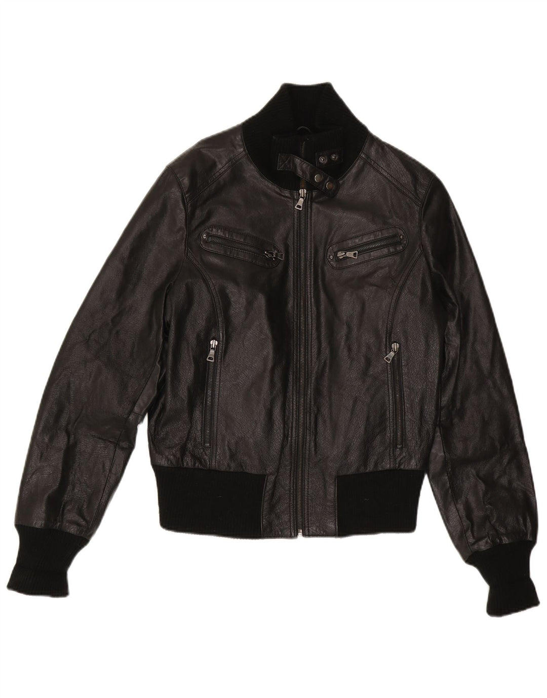Conbipel Damen Crop Lederjacke IT 48 XL Schwarz