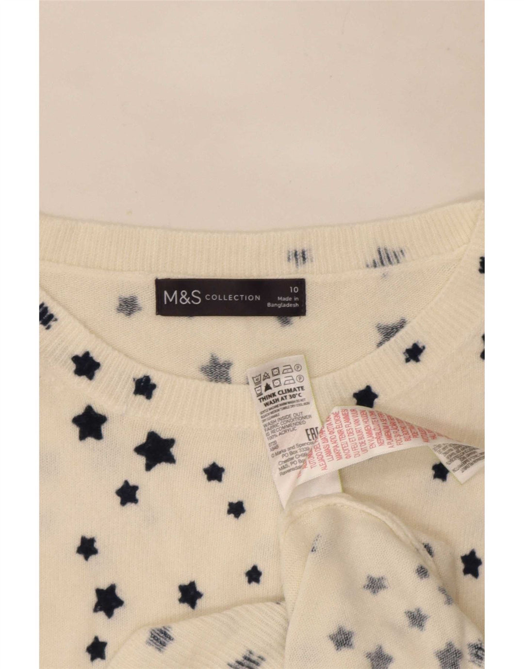 Marks & Spencer Damen-Pullover mit U-Boot-Ausschnitt, Gr. 10, Größe S, Weiß