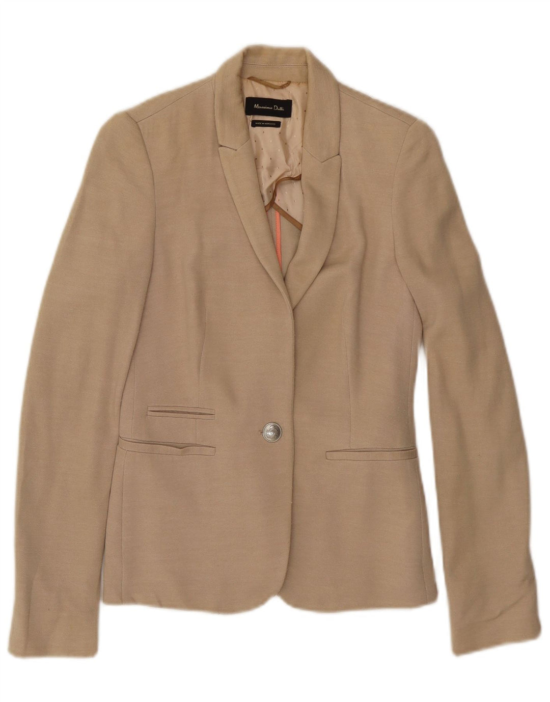 MASSIMO DUTTI Damen 1-Knopf-Blazerjacke EU 36 XS Beige Viskose