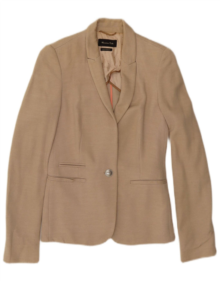 MASSIMO DUTTI Damen 1-Knopf-Blazerjacke EU 36 XS Beige Viskose