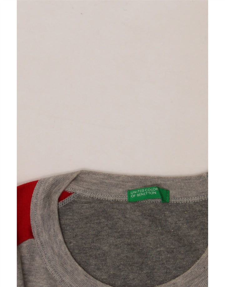 BENETTON Herren-T-Shirt-Oberteil, Mittelgrau, Farbblock