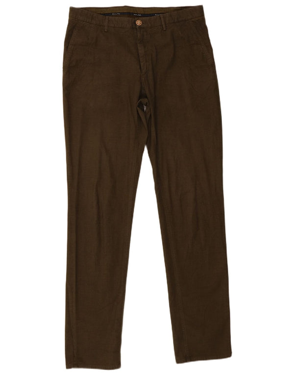 Massimo Dutti Herren Casual Fit Slim Chino Hose EU 42 Large W32 L33 Khaki