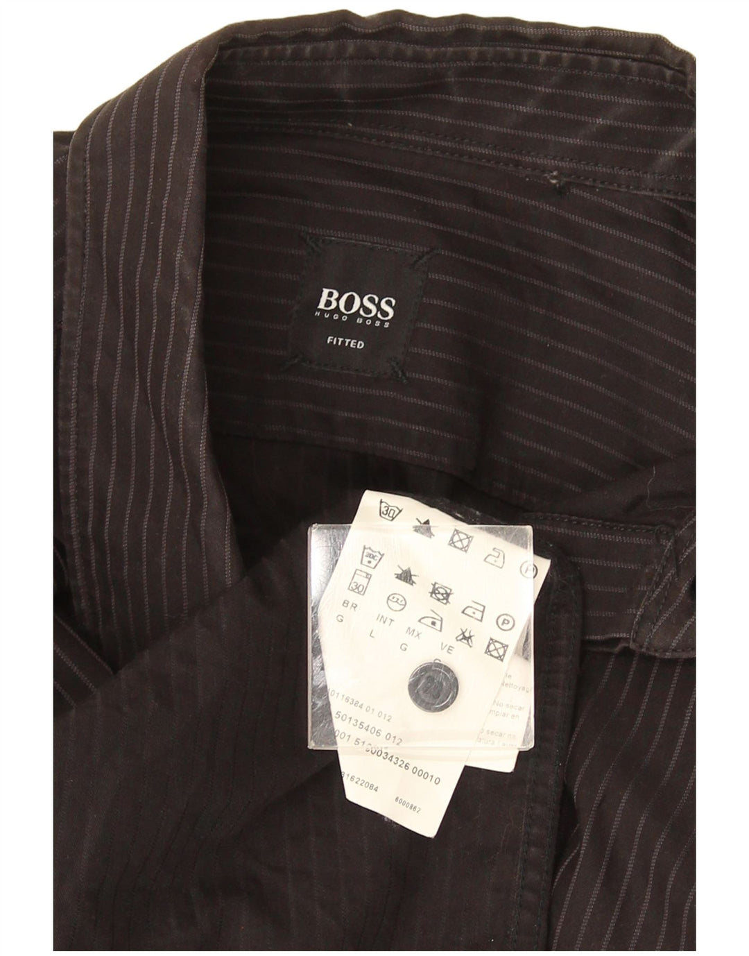 Hugo Boss Herren-Hemd, tailliert, groß, schwarz gestreift, Baumwolle