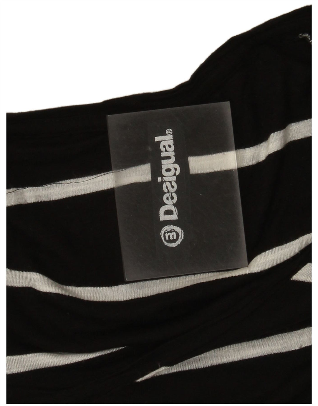 Desigual Damen Grafik-Langarm-Tunika-Top UK 12 Medium Schwarz gestreift