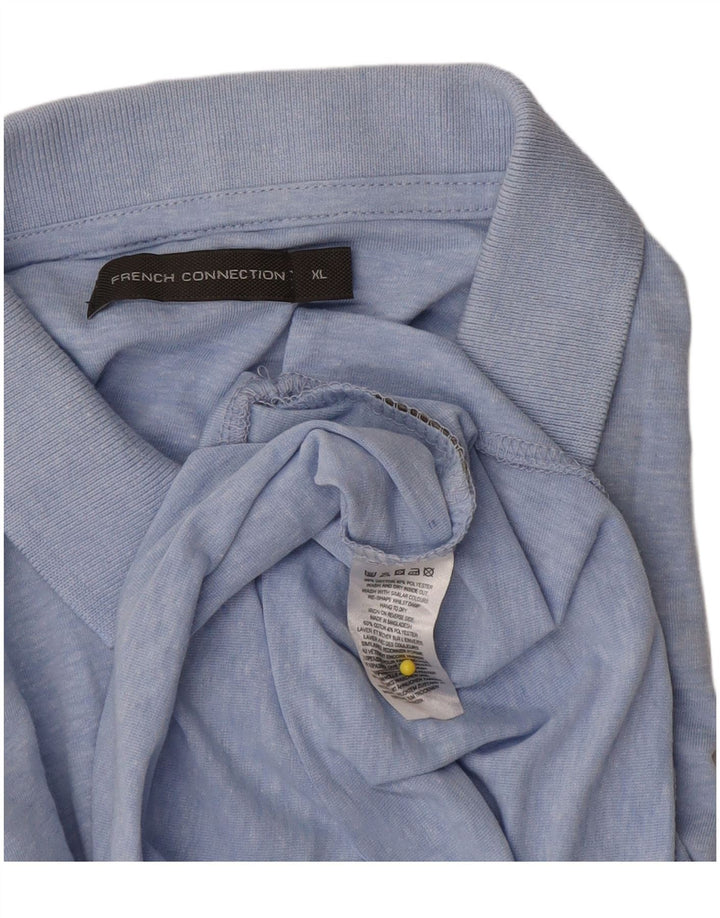 French Connection Herren-Poloshirt XL, blaue Baumwolle