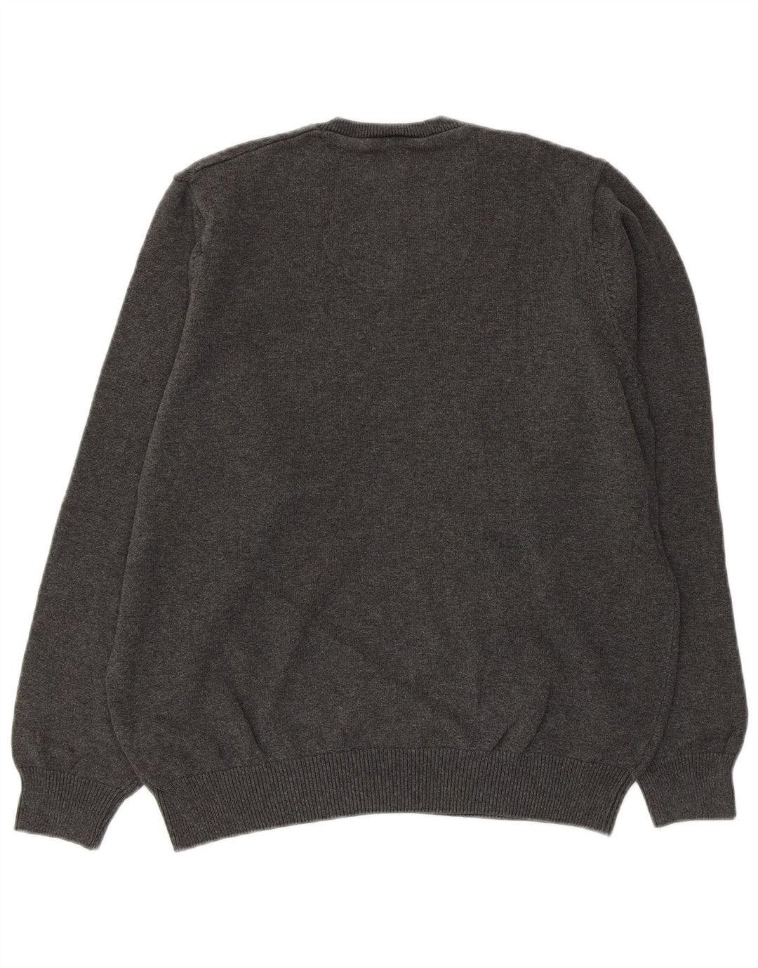 Marks & Spencer Herren-Pullover mit V-Ausschnitt aus mittelgrauer Baumwolle