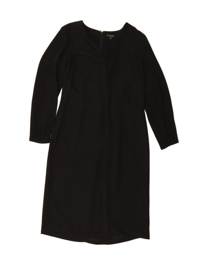 MASSIMO DUTTI Womens Long Sleeve Sheath Dress EU 40 Medium Black Polyester Vintage Massimo Dutti and Second-Hand Massimo Dutti from Messina Hembry 