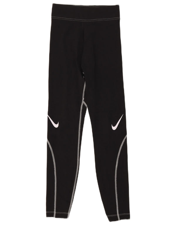 Nike Damen Graphic Leggings UK 4 XS Schwarz