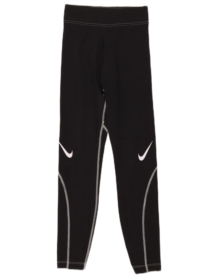 Nike Damen Graphic Leggings UK 4 XS Schwarz