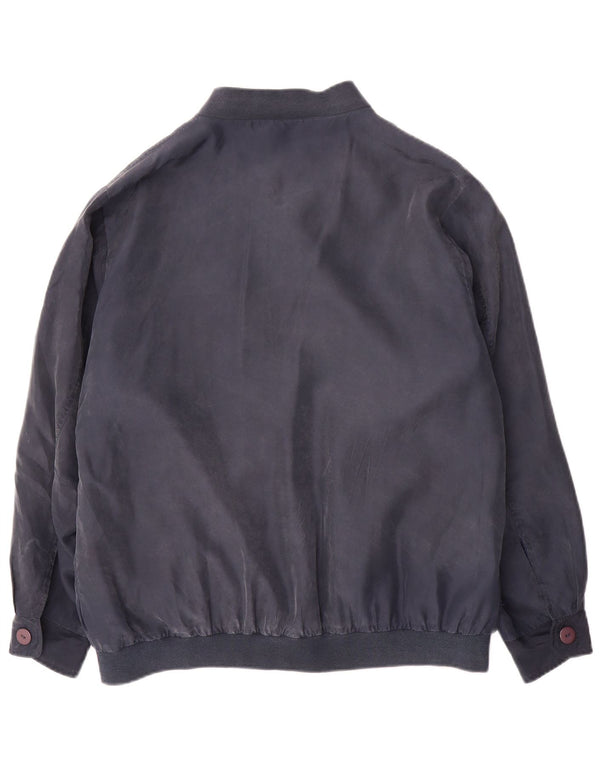 Spirit Mens Bomber Jacket UK 38 Medium Navy Blue Silk