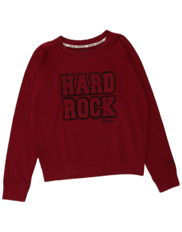 Hard Rock Cafe Damen Rome Graphic Sweatshirt Pullover UK 16 Large Burgund