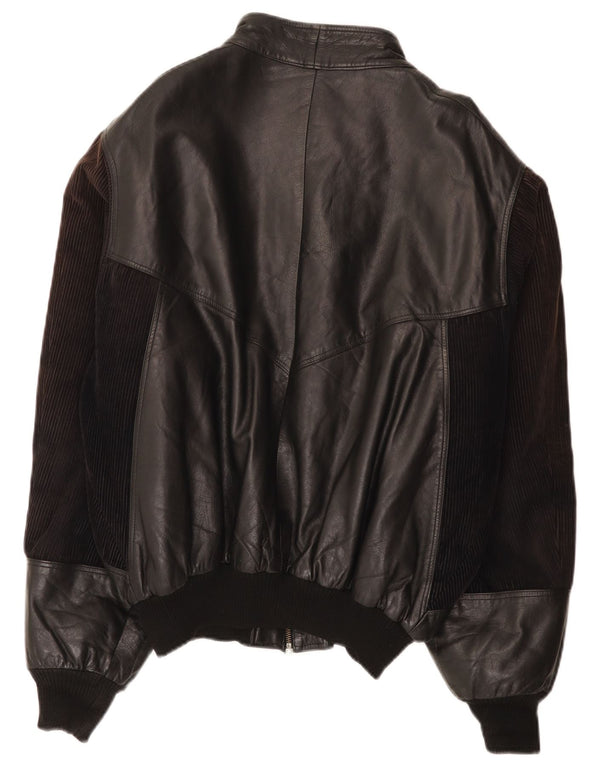 Vintage Herren Bomber Lederjacke IT 52 XL Schwarz