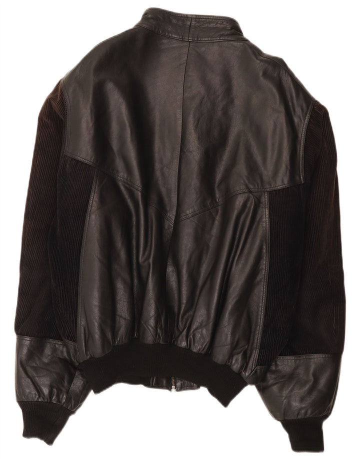 Vintage Herren Bomber Lederjacke IT 52 XL Schwarz