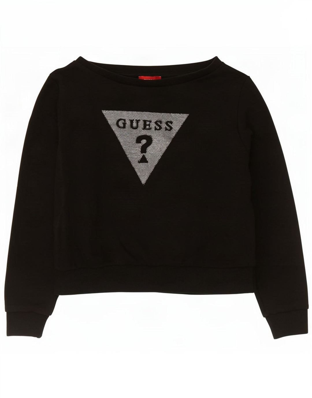 Guess Damen Crop Graphic Sweatshirt Pullover UK 14 Mittelschwarze Baumwolle