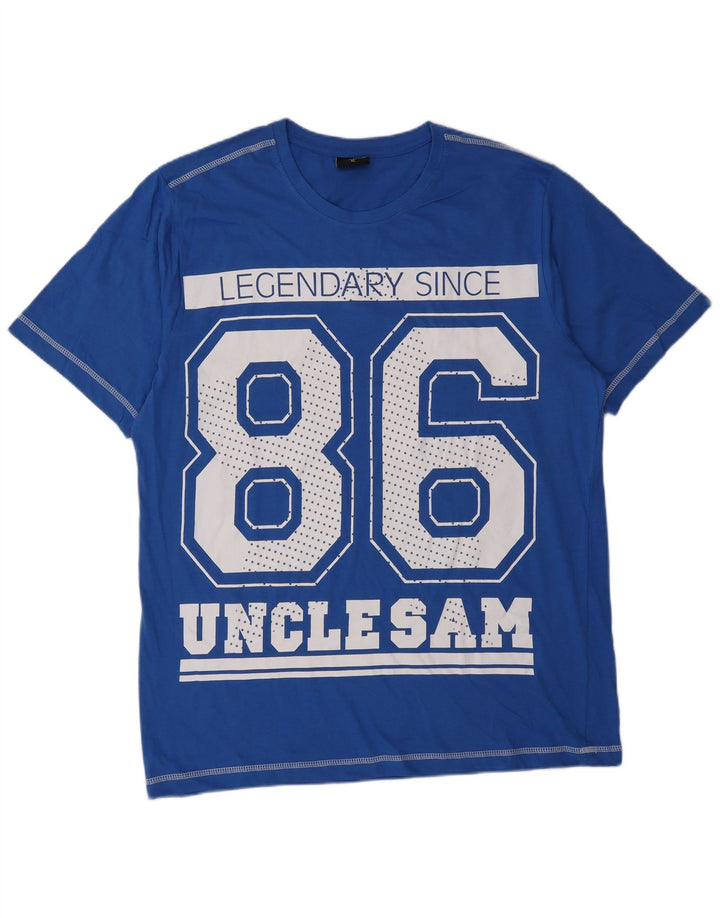 Uncle Sam Herren-T-Shirt mit Grafik, XL, Blau, Baumwolle