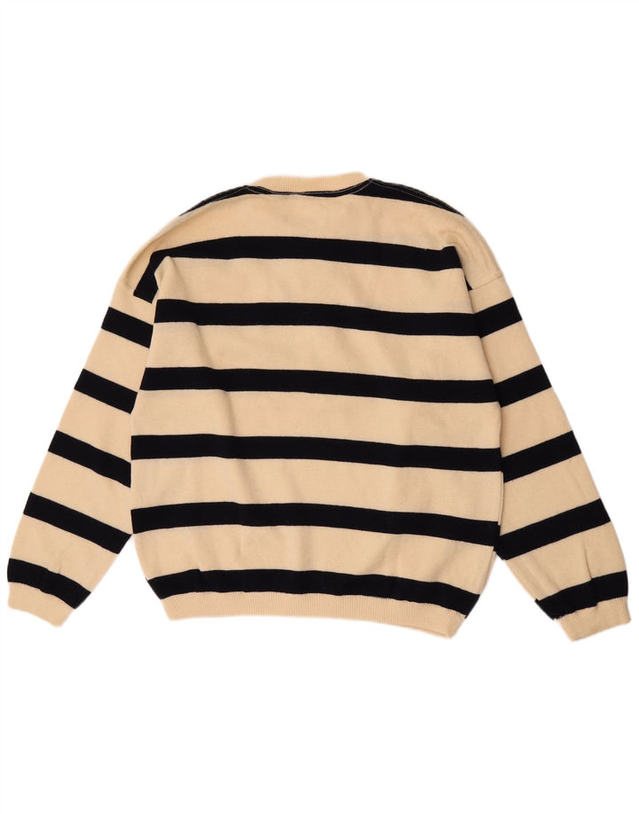 Armata Di Mare Herren-Pullover mit Knopfkragen, mittelgroß, cremefarben gestreift