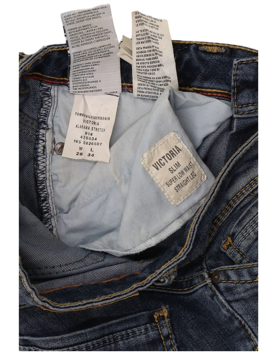 TOMMY HILFIGER Damen Victoria Super Low Slim Straight Jeans W26 L34 Blau