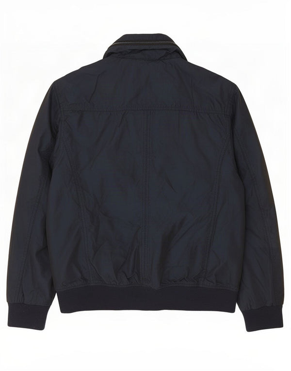 Zara Herren Bomberjacke UK 40 Large Marineblau Polyester