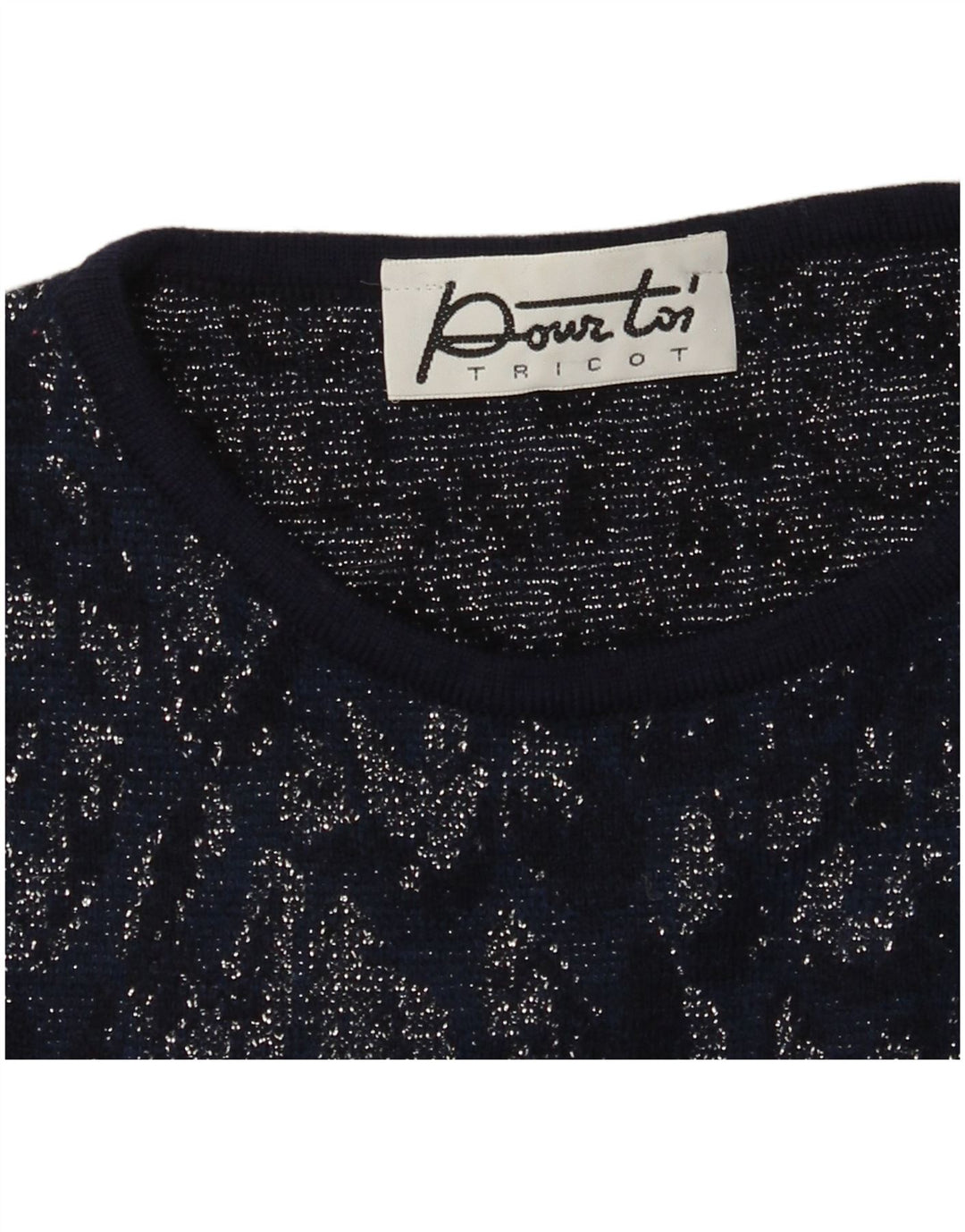 Vintage Damen Top Langarm UK 8 Small Marineblau Tie Dye
