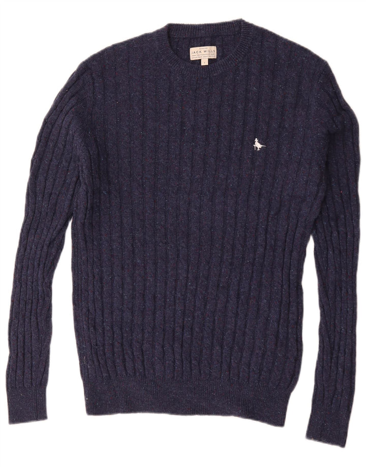 Jack Wolfskin Herren-Pullover mit Rundhalsausschnitt, klein, marineblau gefleckte Wolle