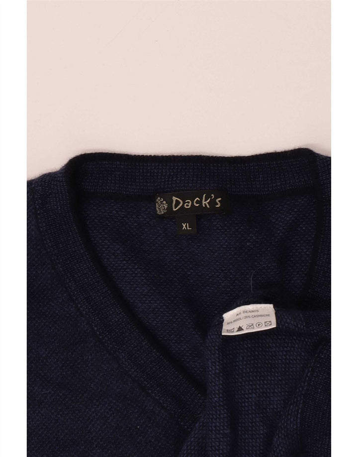 Dack's Herren-Pullover mit V-Ausschnitt, XL, marineblaue Wolle