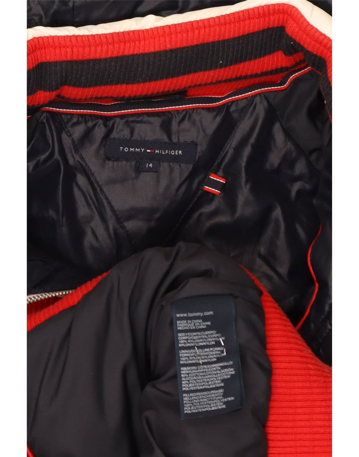 Tommy Hilfiger Wattierte Jacke mit Grafik für Jungen, 13–14 Jahre, weißes Farbblockdesign