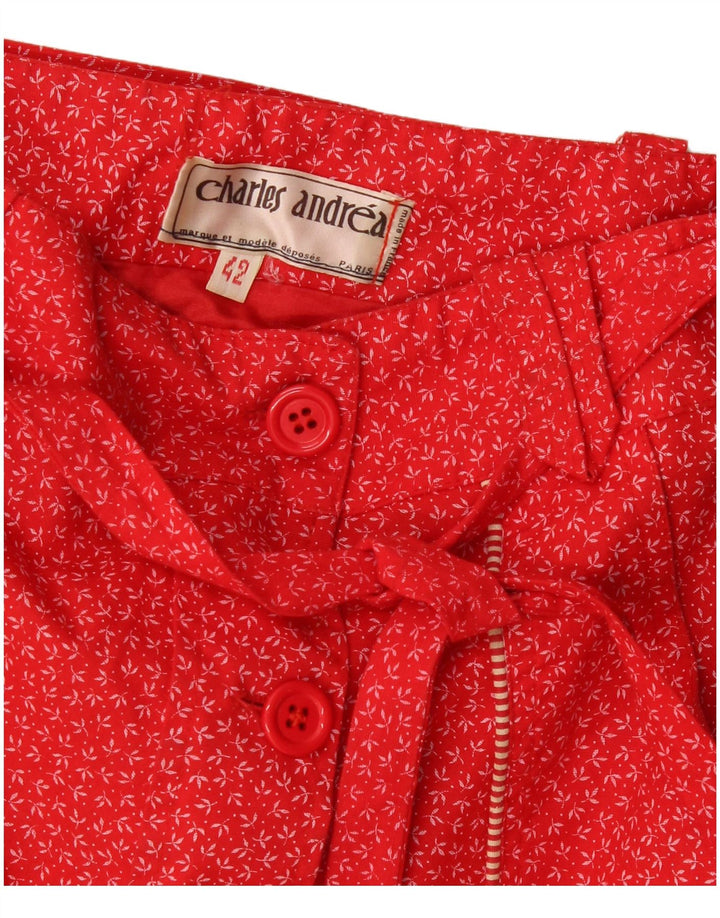 Vintage Damen A-Linie Rock IT 42 Medium W28 Rot geblümt