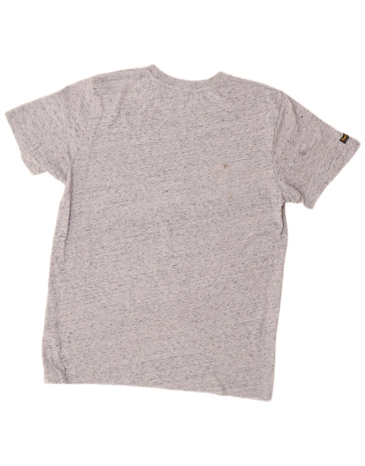 SUPERDRY Grafisches T-Shirt-Oberteil für Herren aus mittelgrau gesprenkelter Baumwolle