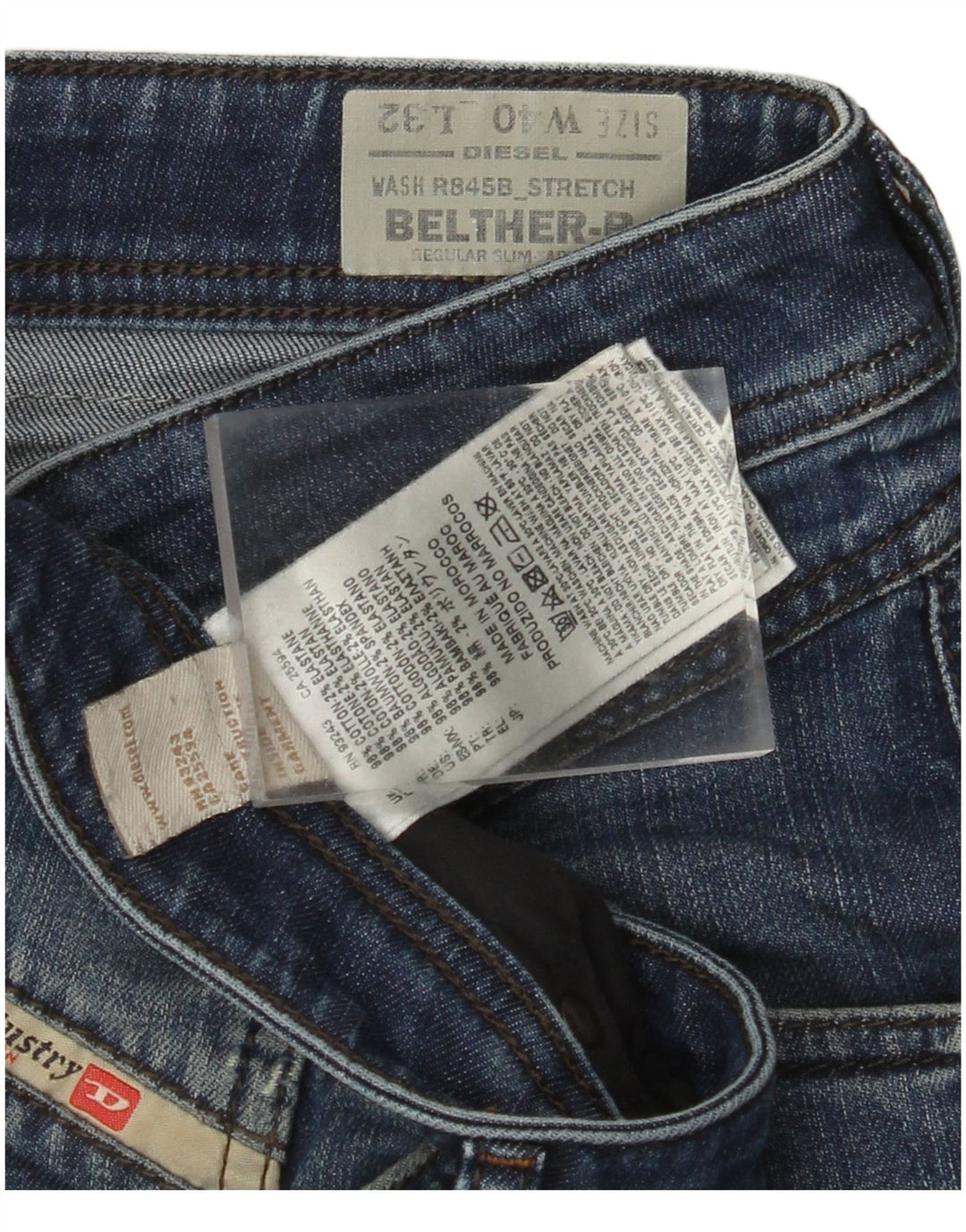 DIESEL Herren Belther Regular Slim Tapered Jeans W40 L32 Blaue Baumwolle