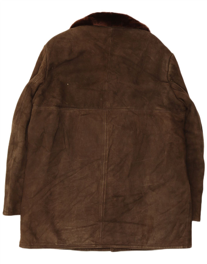 Vintage Herren Shearling Jacke UK 42 XL Braunes Leder