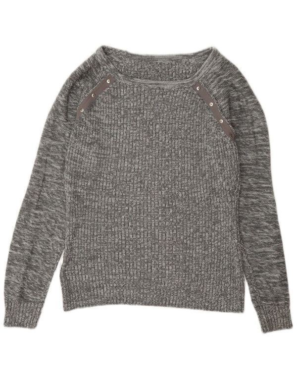 Guess Damen-Pullover mit U-Boot-Ausschnitt, UK 14, Mittelgrau meliert