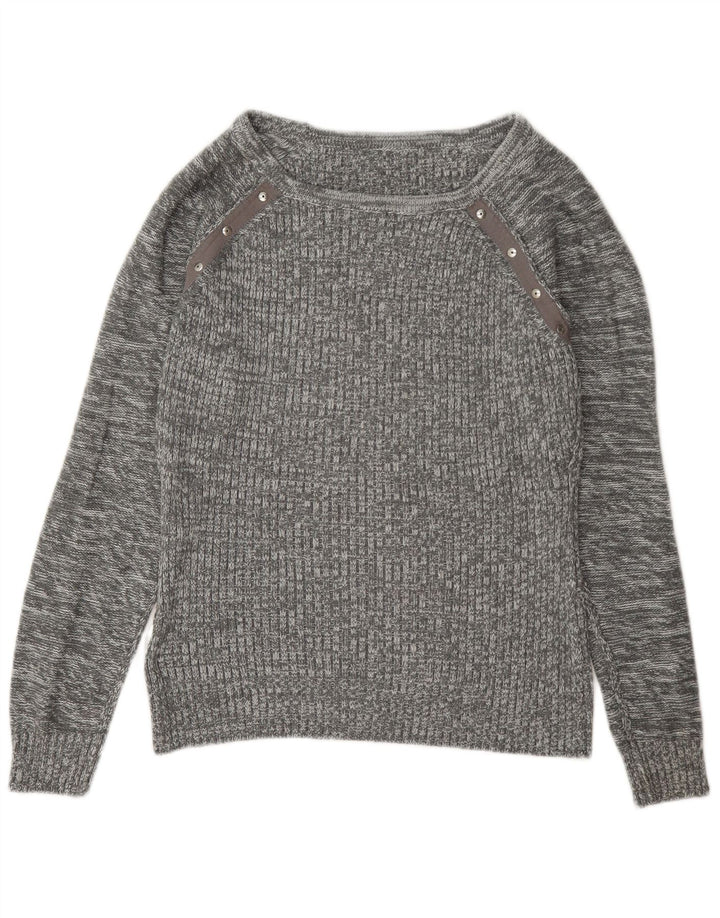 Guess Damen-Pullover mit U-Boot-Ausschnitt, UK 14, Mittelgrau meliert