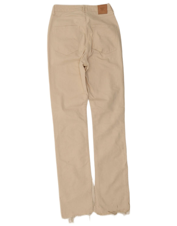 Zara Damen Straight Jeans EU 38 Small W28 L33 Off White Baumwolle