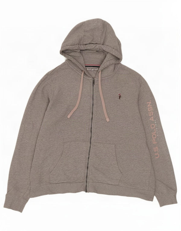 U.S. Polo Assn. Damen-Kapuzenpullover mit grafischem Reißverschluss, UK 20 2XL, graue Baumwolle