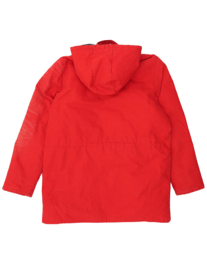 Richlu Herren-Mantel mit Kapuze, gepolstert, UK 40, Größe L, rot, Baumwolle