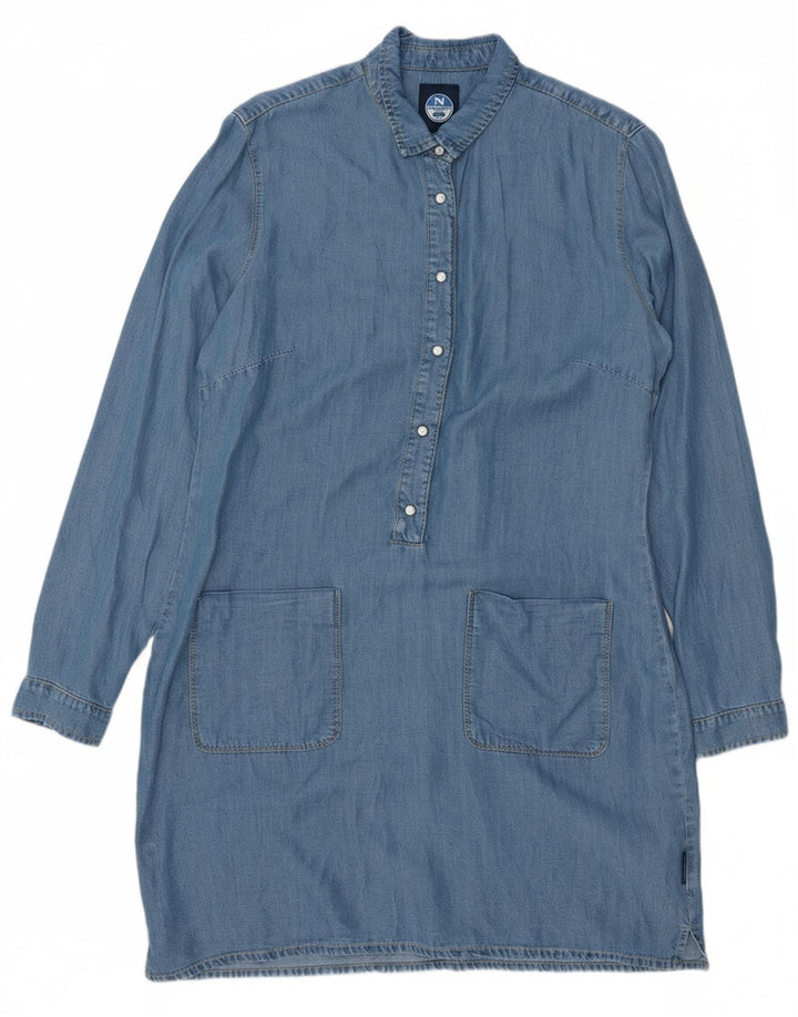 NORTH SAILS Womens Pullover Shirt Dress UK 14 Medium Blue Lyocell