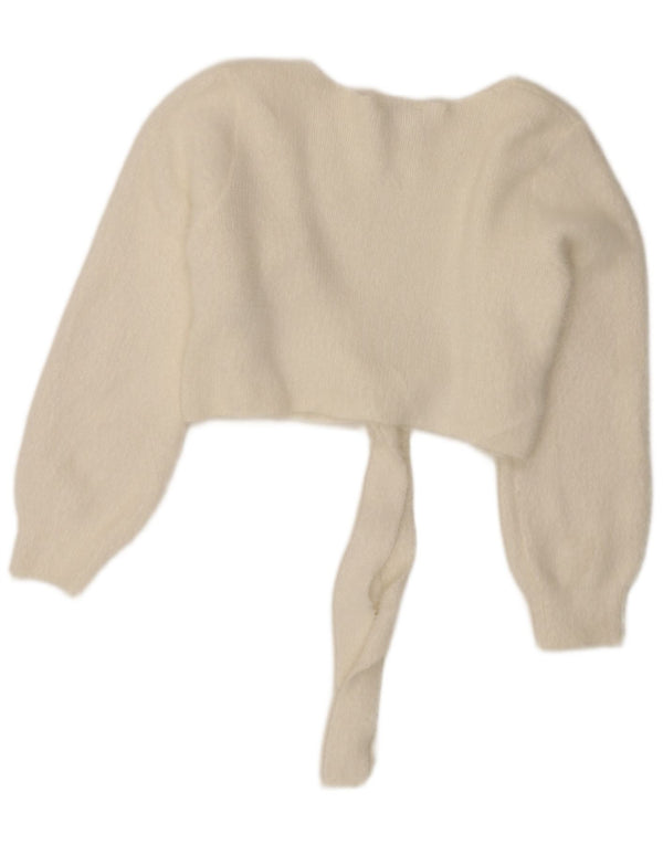 Topshop Womens Petite Front Tie Bolero Pullover UK 16 Large Weiß Polyamid