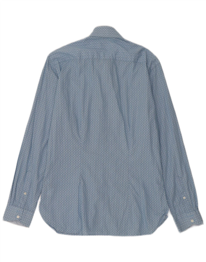 Ted Baker Herrenhemd, Größe 15 1/2, mittelblaue Baumwolle mit Blumenmuster