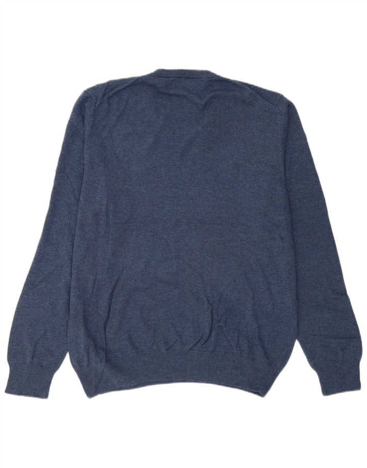 Marks & Spencer Herren-Pullover mit V-Ausschnitt, XL, marineblaue Baumwolle