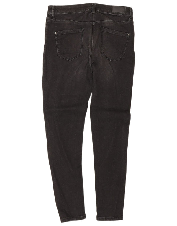 oltre Damen Skinny Jeans UK 10 Small W30 L28 Schwarze Baumwolle