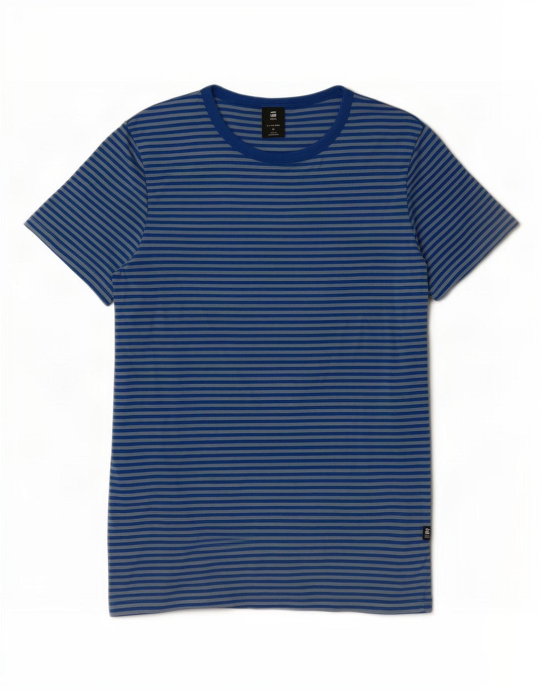 G-Star Damen T-Shirt-Oberteil aus mittelblauer Nadelstreifen-Baumwolle